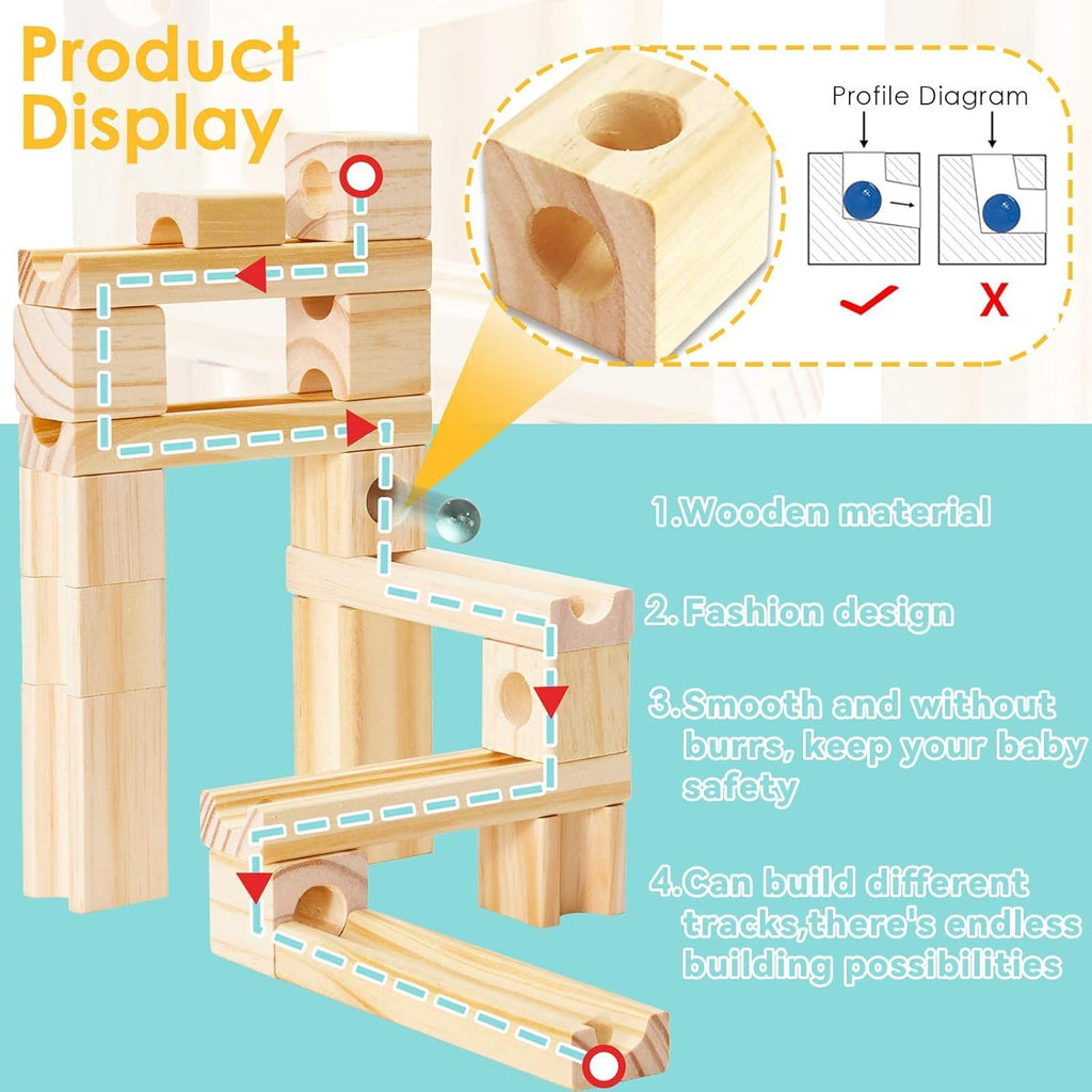 Carrera de mármol de madera para niños, juego de construcción de laberinto