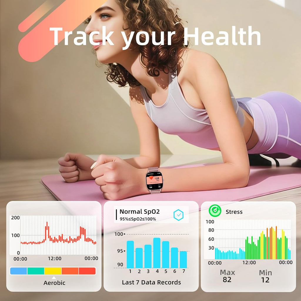 Reloj inteligente para mujer, contestar/hacer llamadas, pantalla ultra clara de 1.85 pulgadas | Rastreador de actividad física con monitor de frecuencia cardíaca/sueño/SpO2