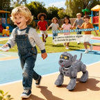 PRANITE Perro robot, juguete programable para perros con control remoto para niños con seguimiento de una tecla, control de voz, tacto, baile, canto, juguete inteligente para cachorros de acrobacias RC regalo para niños y niñas (gris)