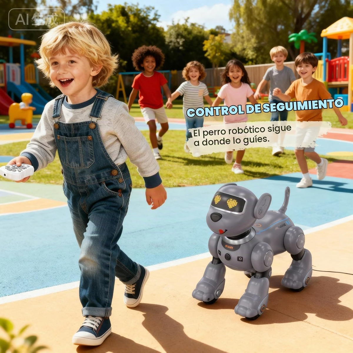 PRANITE Perro robot, juguete programable para perros con control remoto para niños con seguimiento de una tecla, control de voz, tacto, baile, canto, juguete inteligente para cachorros de acrobacias RC regalo para niños y niñas (gris)