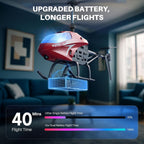 SYMA Helicóptero RC para niños, luces LED de 7 colores, 40 minutos de tiempo de vuelo, rojo