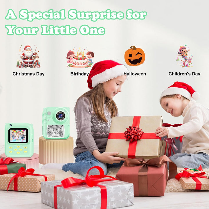 Cámara de impresión instantánea para niños, cámara de video 1080P c...