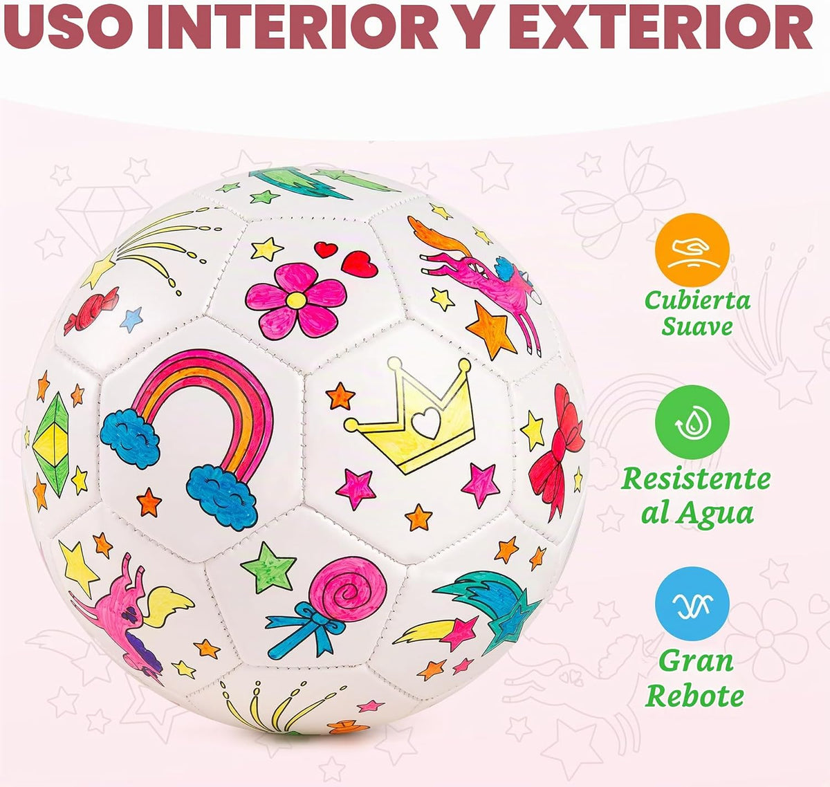 EVERICH TOY Pinta Tu Propio Balón de Fútbol, Regalos de Fútbol con Unicornio para Niñas Niños