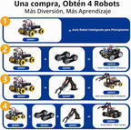 Robótica para niños de 12 a 16 años, brazo robot inteligente ACEBOTT 4 en 1 con 5DOF + auto tanque, kit de codificación de juguetes STEM compatible con Arduino y Scratch, aplicación y control remoto, para niños y adolescentes