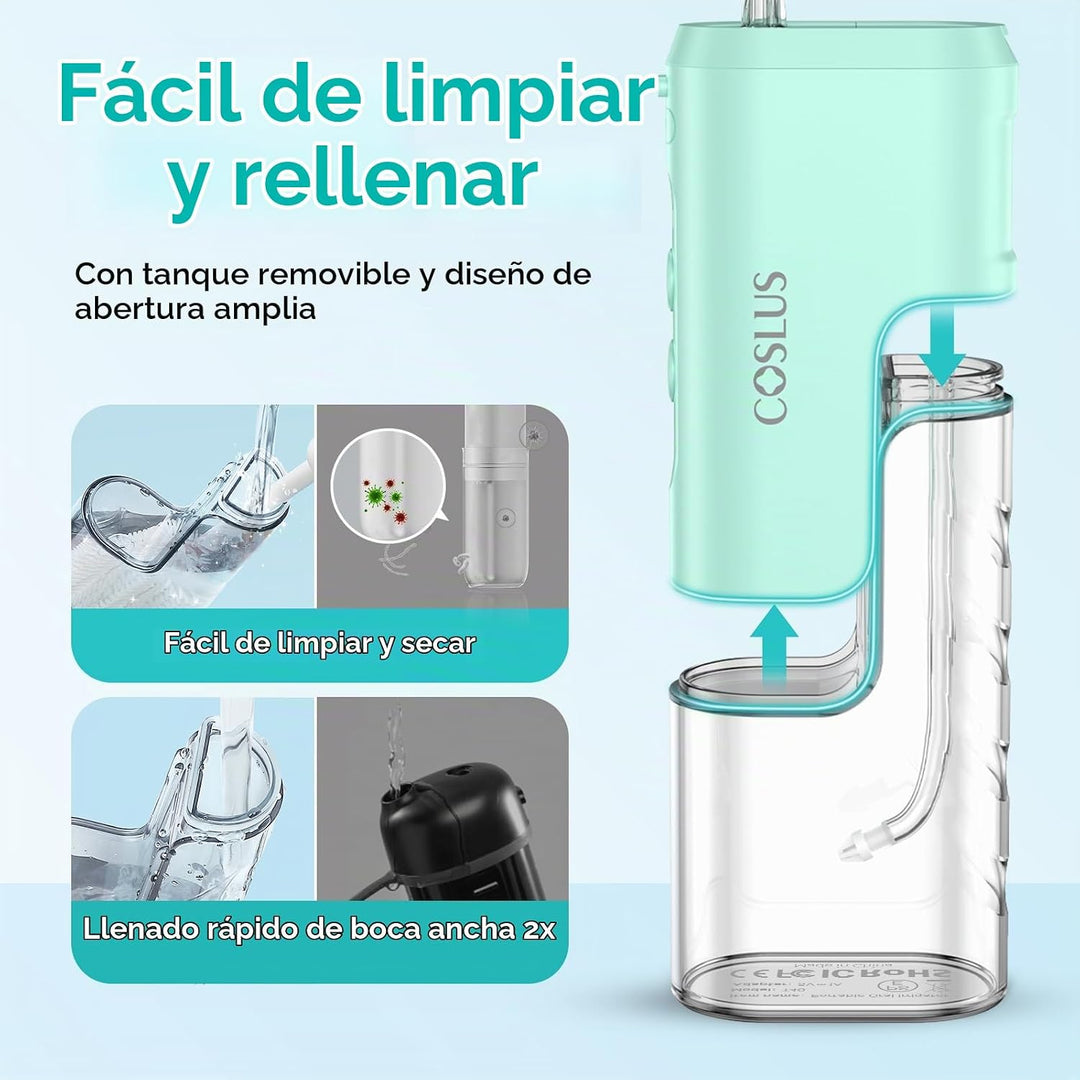 COSLUS Mini Hilo Dental para Viajes: Irrigador Oral Inalámbrico de...