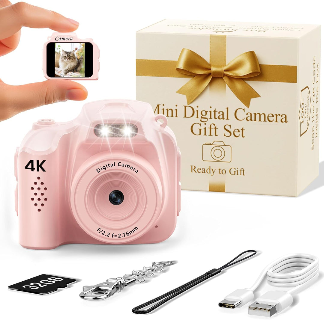 FLATIC Mini cámara con llavero - Mini cámara 4K con tarjeta de 32 G...