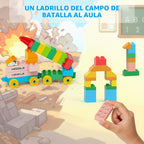 Bloques de construcción para niños de 3 a 8 años | Juguete con 4 camiones | Set educativo STEM para niños y niñas | Creaciones infinitas | Regalo de cumpleaños de Navidad (transporte militar)