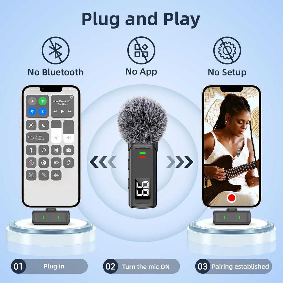 TXTUNE Micrófono Lavalier inalámbrico para iPhone 16 - Micrófono de...