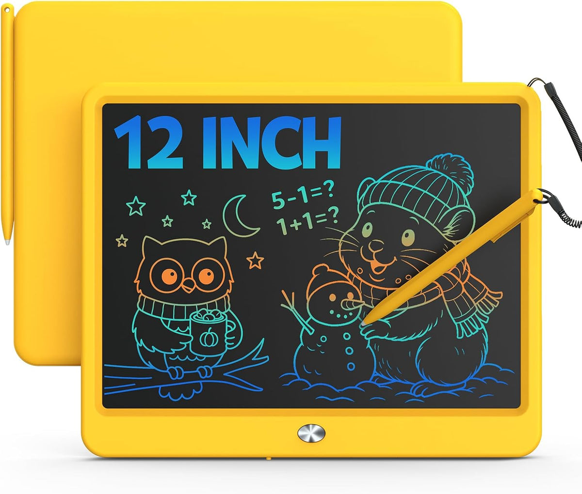 Tableta de escritura LCD de 12 pulgadas para niños de 3 a 8 años – Bloc de dibujo electrónico y tablero de garabatos como regalo educativo de cumpleaños para niñas y niños (amarillo)
