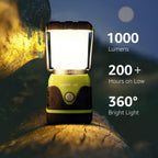 Lámpara LE Luz LED portátil de 1000 LM, atenuable, linterna para acampar de 4 modos, resistente al agua, lámpara que funciona a batería para el hogar, jardín, exteriores, senderismo, pesca, emergencias