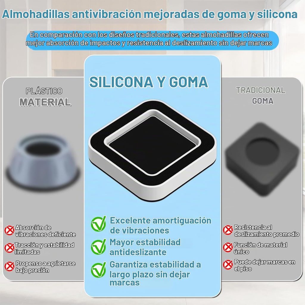Almohadillas antivibración para lavadora: evita que la lavadora secadora se