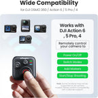 YDW Control remoto Bluetooth para DJI Osmo Action 6/Osmo Action 5 Pro/Action 4/DJI OSM0 360 cámaras, rango de control remoto inalámbrico de 164 ft, accesorios de acción inteligente
