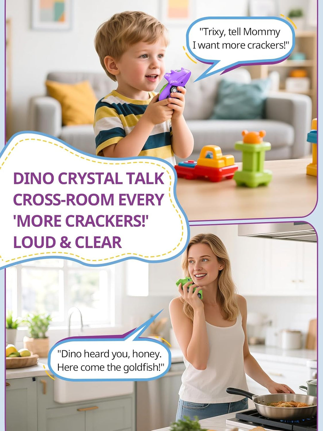 Inspireyes Walkie Talkies de dinosaurio para niños recargables, aut...