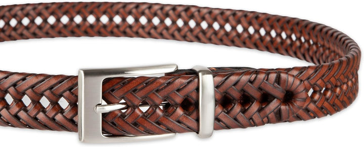 DOCKERS Cinturón de cuero trenzado para hombre, correa casual total...
