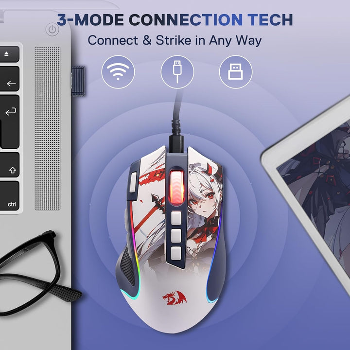 Redragon M612AK PRO RGB Anime Mouse para Juegos, ratón óptico con c...