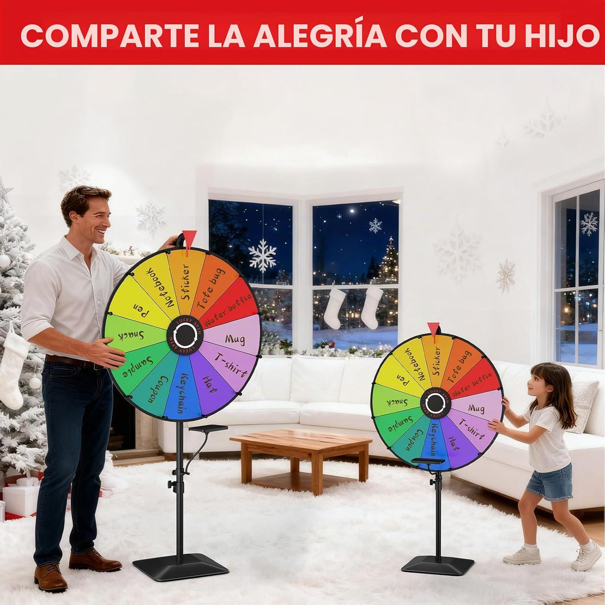Rueda de premio de 24 pulgadas, rueda giratoria ajustable con base