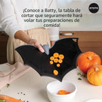 Tabla de cortar OTOTO - Tablas de cortar de madera y plástico para cocina, divertidos y espeluznantes gadgets de cocina, regalos para casa nueva y góticos, apta para lavavajillas (Murciélago, Plástico