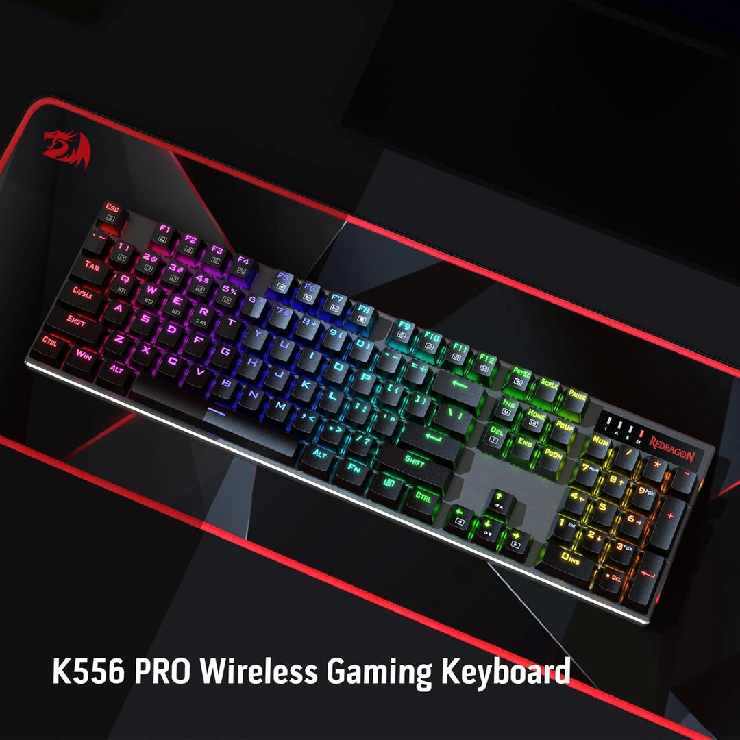 Redragon K556 PRO Teclado de Juegos Inalámbrico RGB Actualizado, Te...