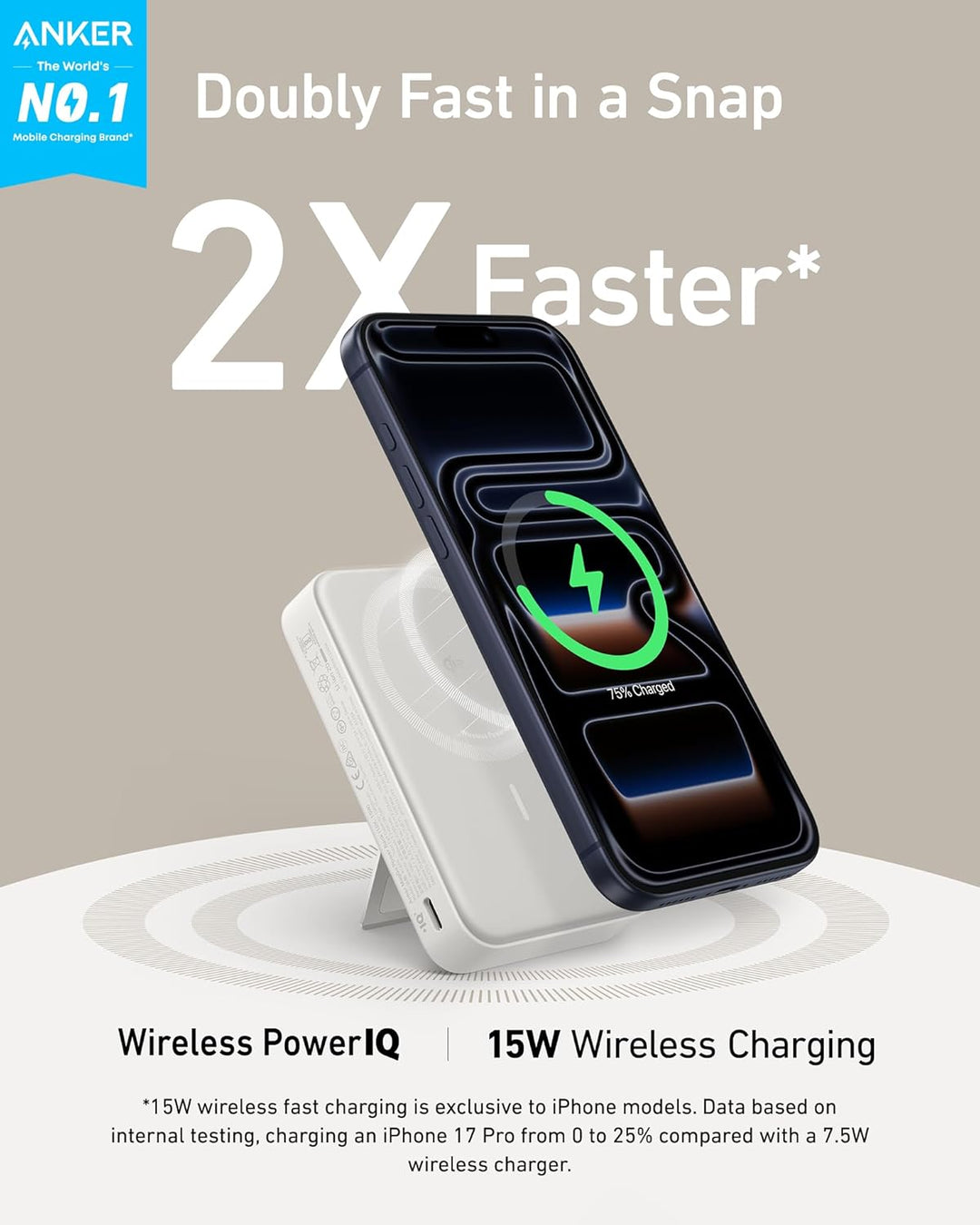 Anker MagGo Power Bank, Cargador portátil compatible con MagSafe, c...