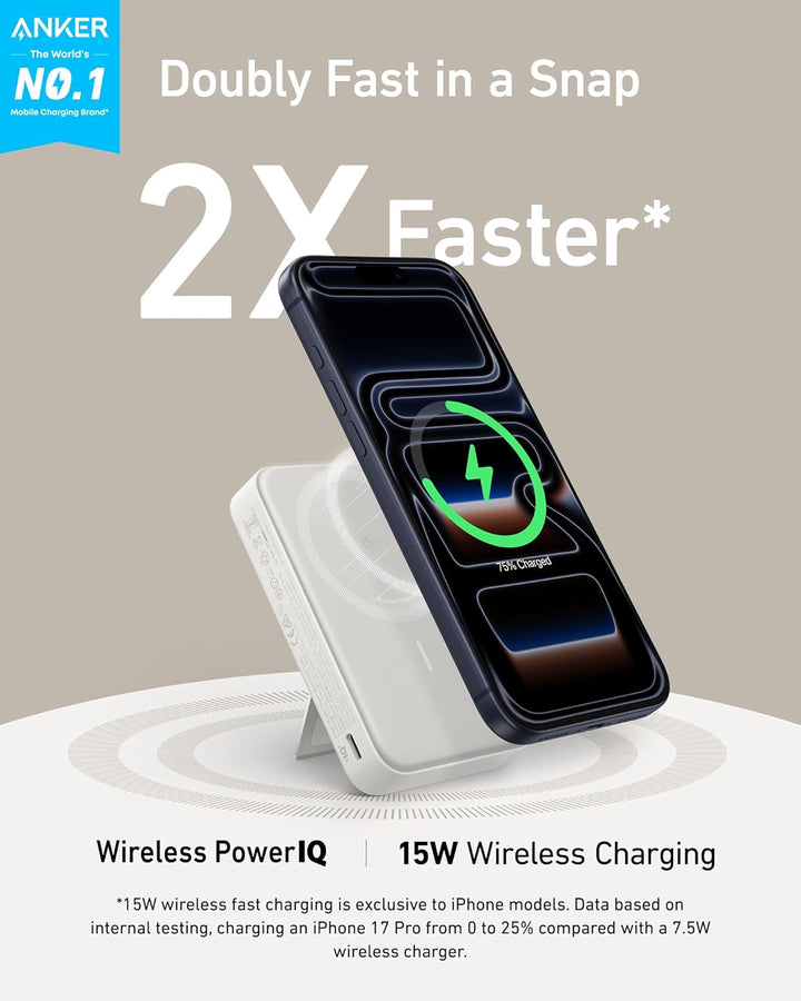 Anker MagGo Power Bank, Cargador portátil compatible con MagSafe, c...