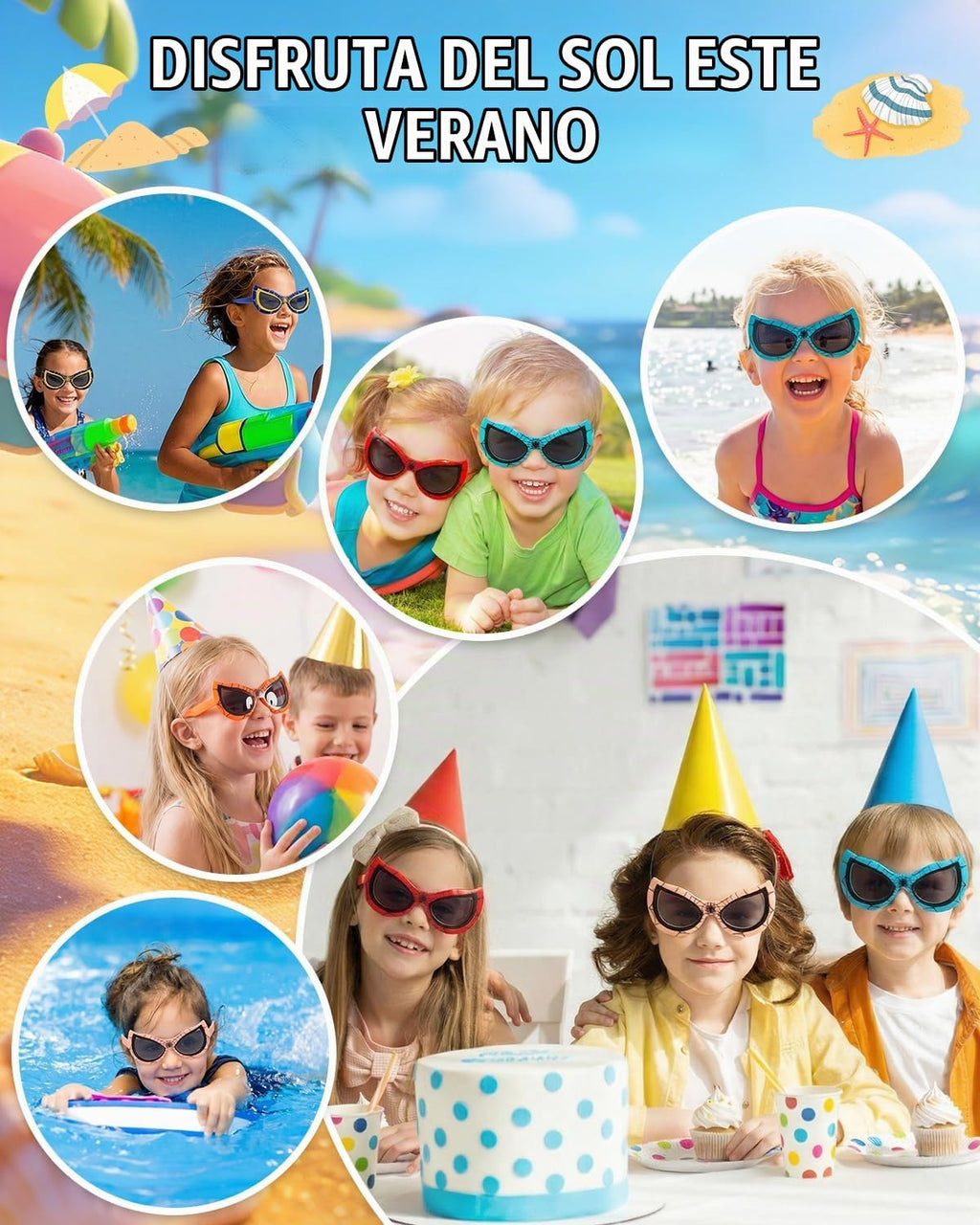 Paquete de 24 lentes de sol para niños, regalos de fiesta para niños