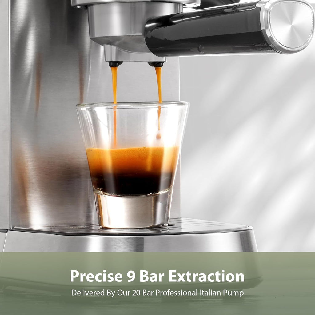Gevi Máquina compacta de café expreso de 20 bar para el hogar, cafetera de