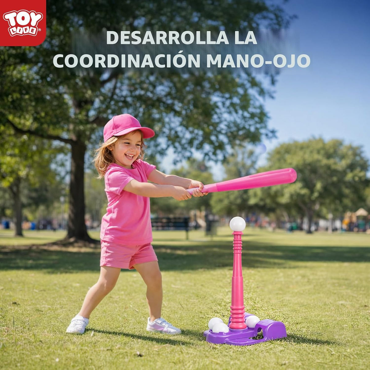 TOY Life Juego de pelota en T para niños de 3-5, 5-8, juego de béisbol para niñas, juegos de soporte de pelota en T con guante de béisbol, camiseta de bate de pelota de béisbol para exteriores e
