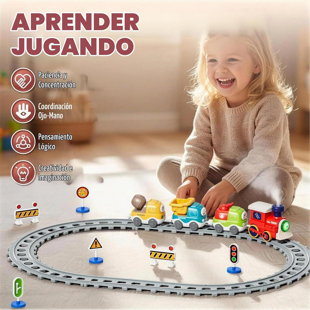 Dimoarch Juego de tren eléctrico para niños pequeños de 1, 2, 3, 4 años