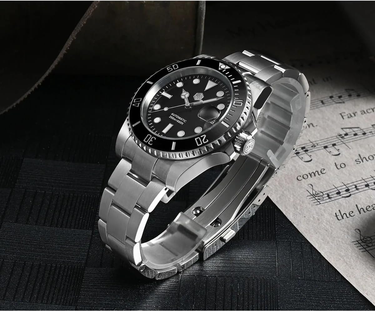 San Martin SN0017G-E - Reloj mecánico automático para hombre, 1.575 pulgadas, 20 bares, reloj de buceo, resistente al agua
