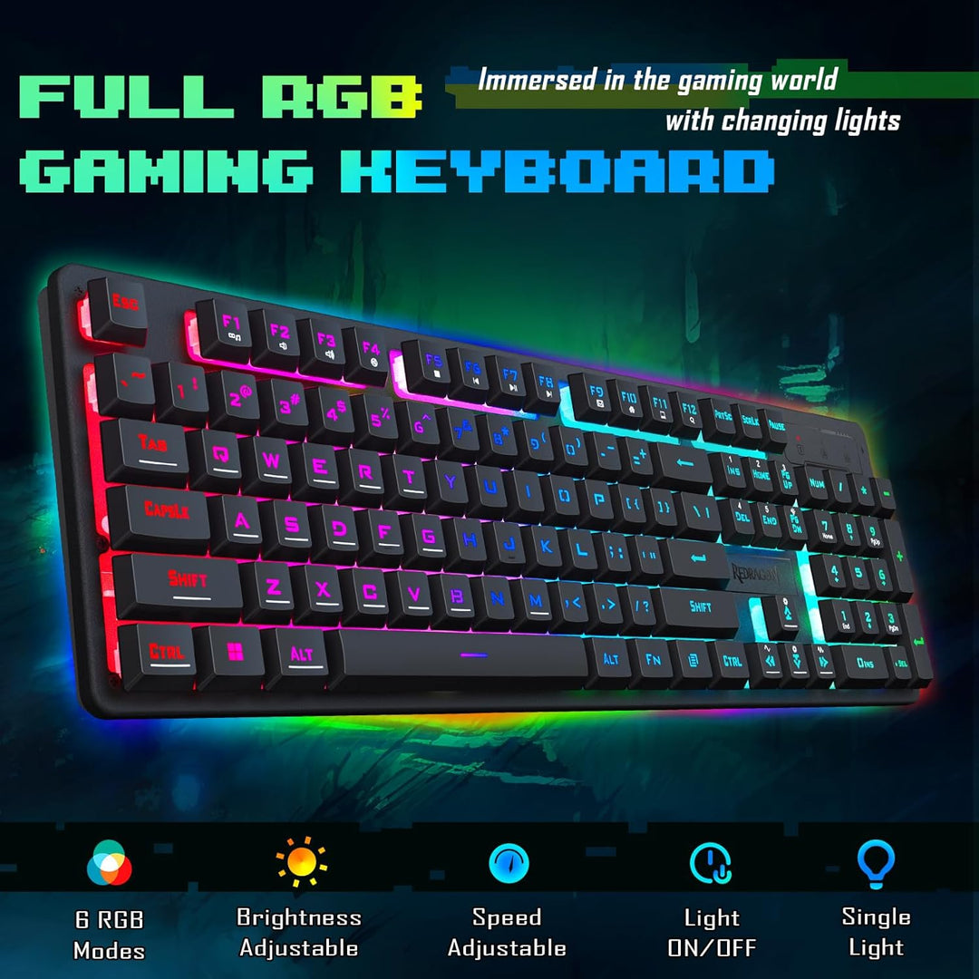 Redragon, combo actualizado de teclado y mouse para juegos S107, te...