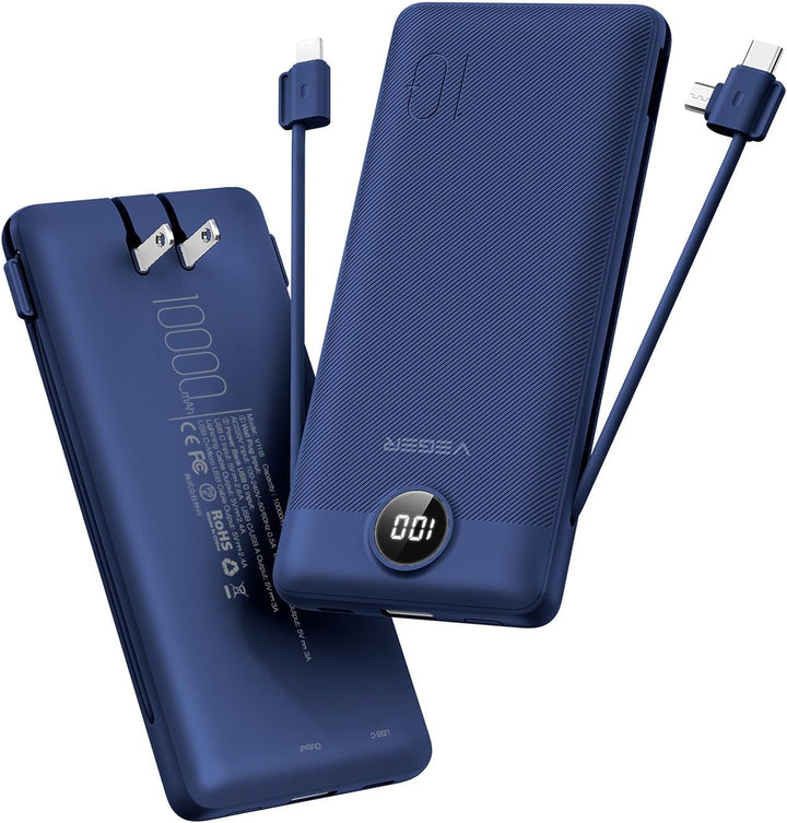 VEGER Cargador portátil con enchufe AC incorporado y cables, todo e...