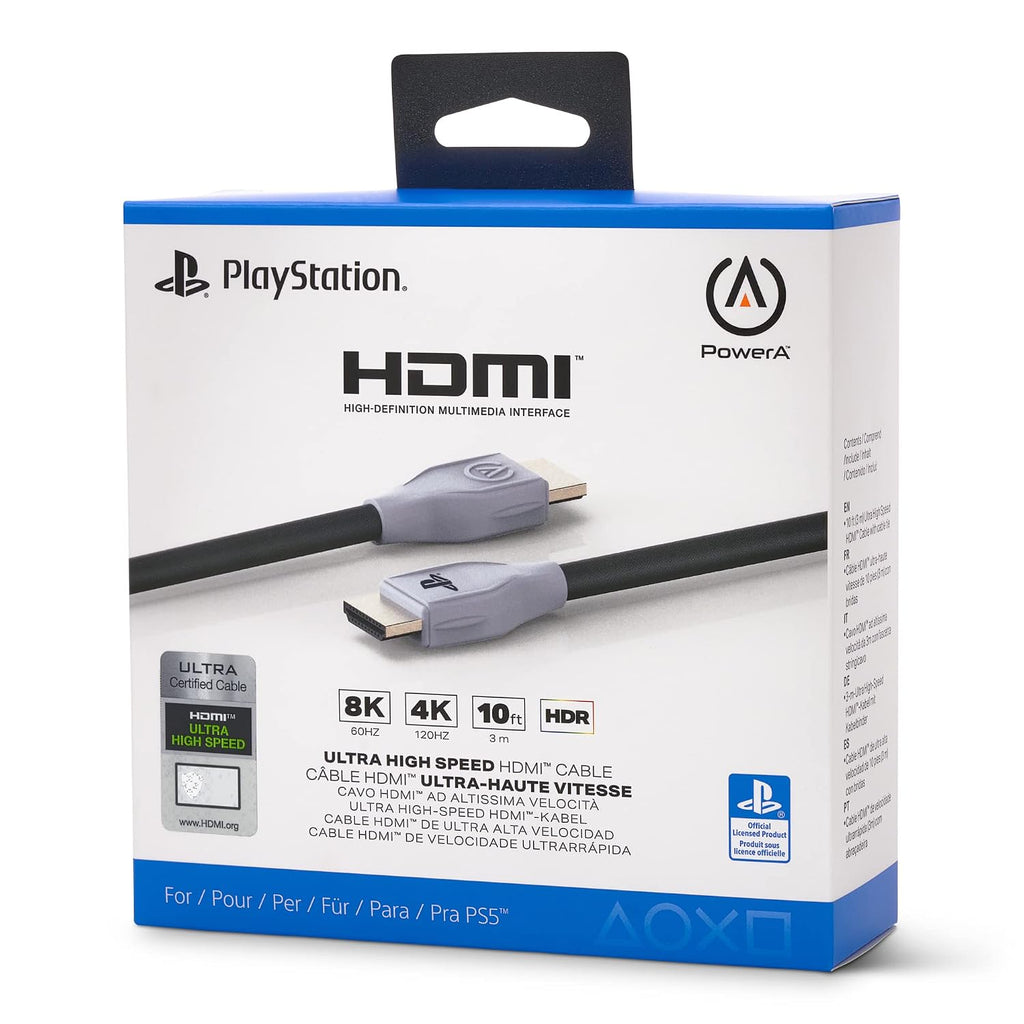 PowerA Cable HDMI de ultra alta velocidad para PlayStation 5, cable, HDMI 2.1, PS5, con licencia oficial