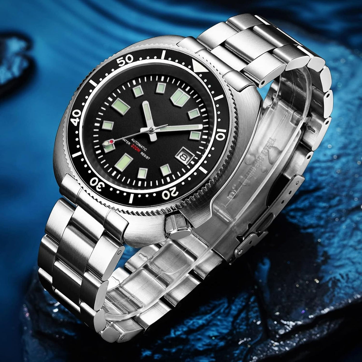 ADDIESDIVE Reloj de buceo automático para hombre H8 Reloj de pulsera de acero inoxidable mecánico NH35A/8215 Dial limpio zafiro sintético estéril sin logotipo