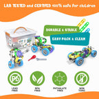 Juego de 107 piezas de erector motorizado para niños de 4, 5, 6, 7, 8 +, juguetes de construcción STEM para niños y niñas de 3-5, 4, 8, 5-7, 6-8 años, kit de ingeniería, motor eléctrico, actividades de aprendizaje de regalo educativo creativo