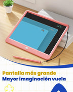 Tableta de Escritura LCD de 12 Pulgadas, Tableta de Dibujo Colorida para Garabatos, Almohadilla de Escritura Borrable y Reutilizable, Educativa para Niñas y Niños de 3-8 Años (Rosa)