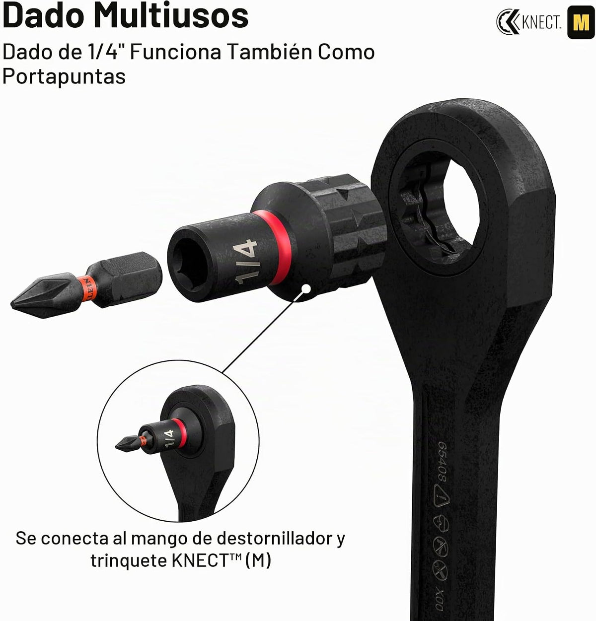 Klein Tools 65400 KNECT - Juego de llaves de vaso de paso de 15 piezas, juego de impacto SAE con funda MODbox, enchufes, brocas, accesorios y adaptador de unidad de 3/8 pulgadas