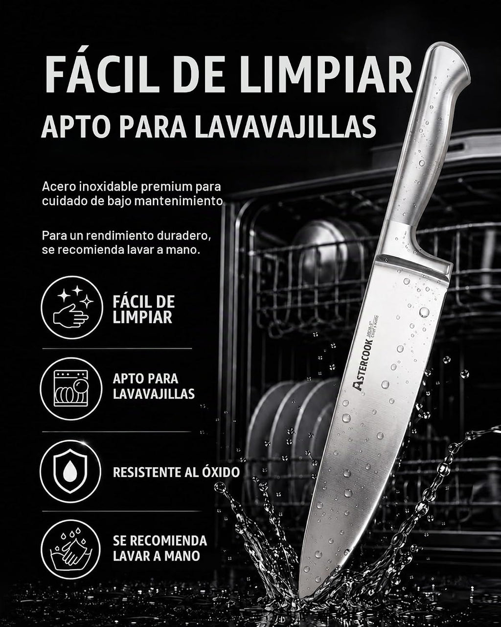 Astercook Juego de cuchillos de cocina de acero alemán de 15 piezas