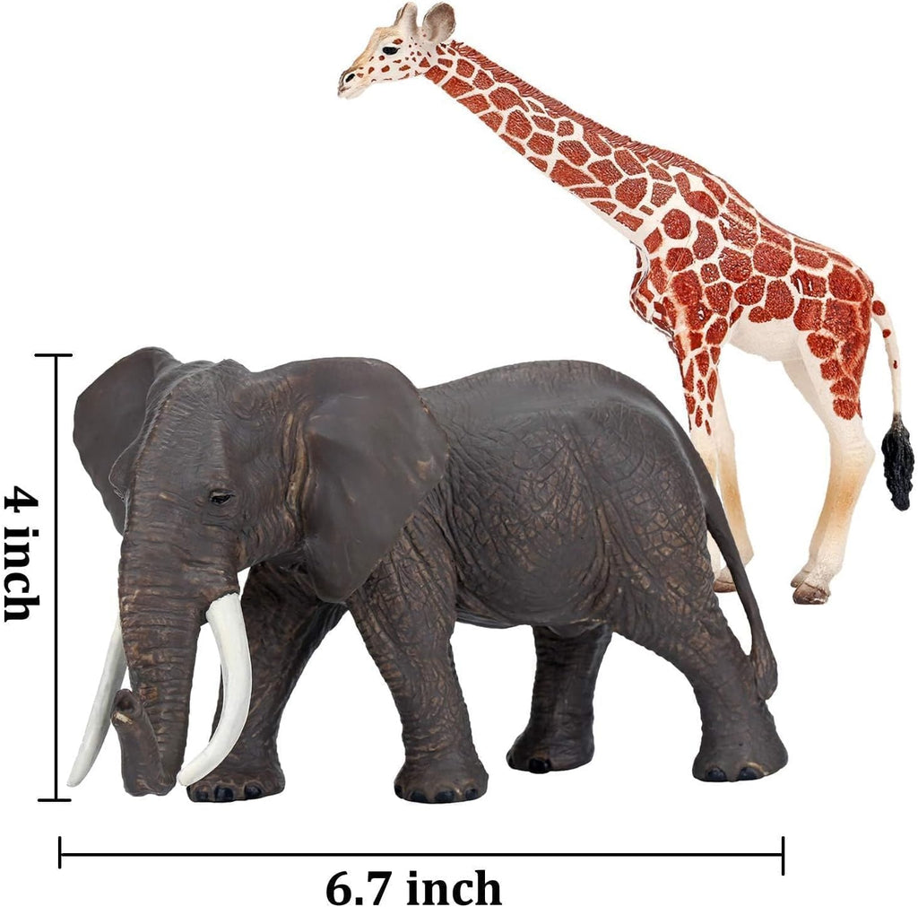 Juguetes de figuras de animales de zoológico de safari, 14 piezas realistas de animales de la selva, animales africanos de plástico salvajes con león, juego educativo de elefante para niños pequeños
