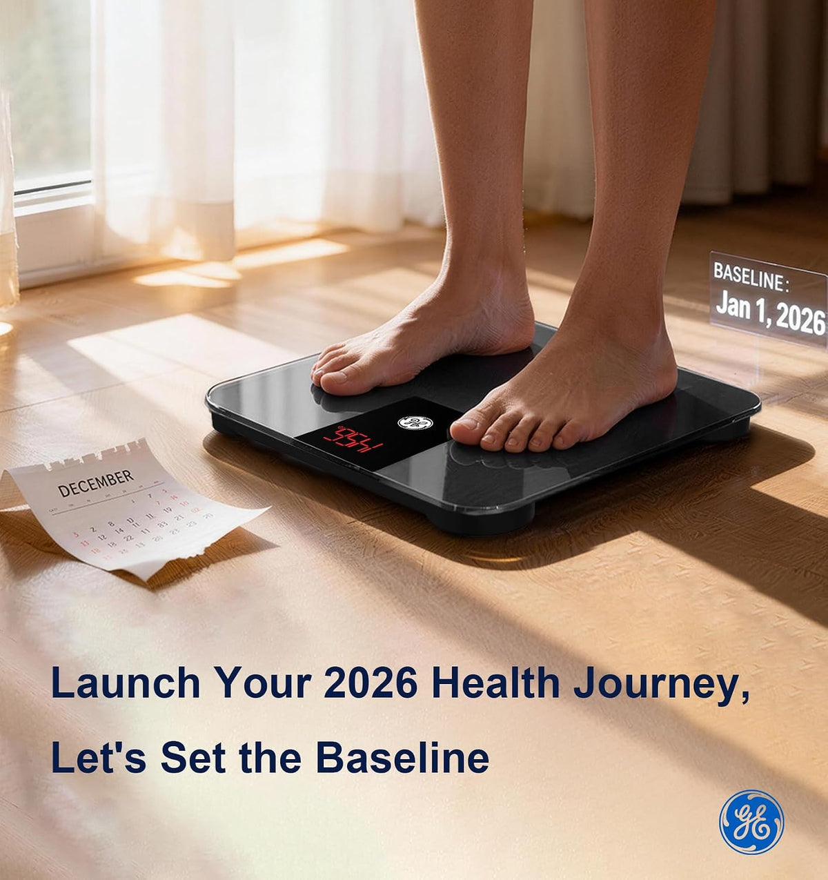 GE Báscula de baño para peso corporal de 500 libras, báscula digital