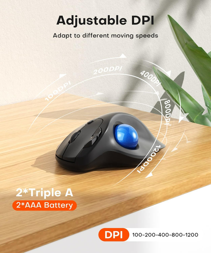 Ratón Ergonómico Inalámbrico con Trackball, Conexión para 3 Disposi...