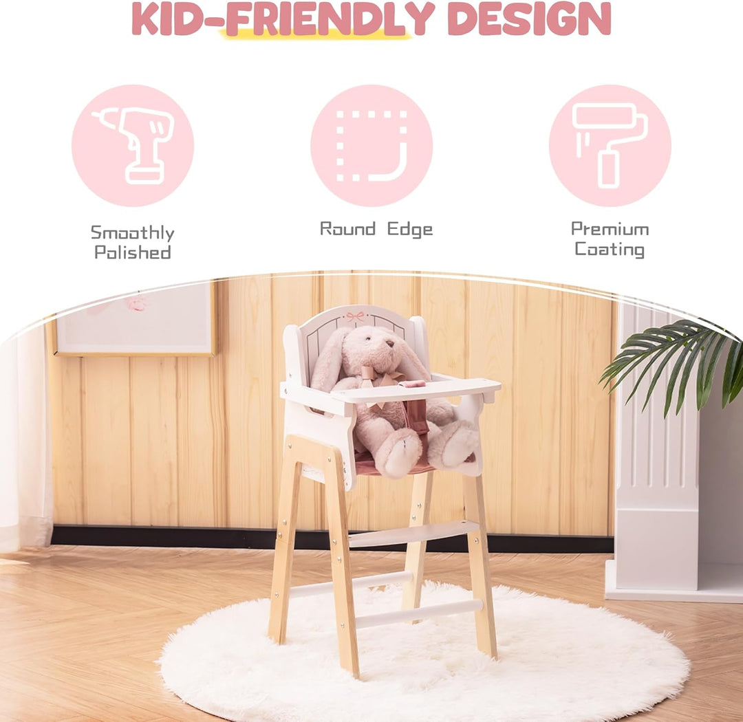 ROBOTIME Silla alta de madera para muñeca de bebé, silla de muñeca...