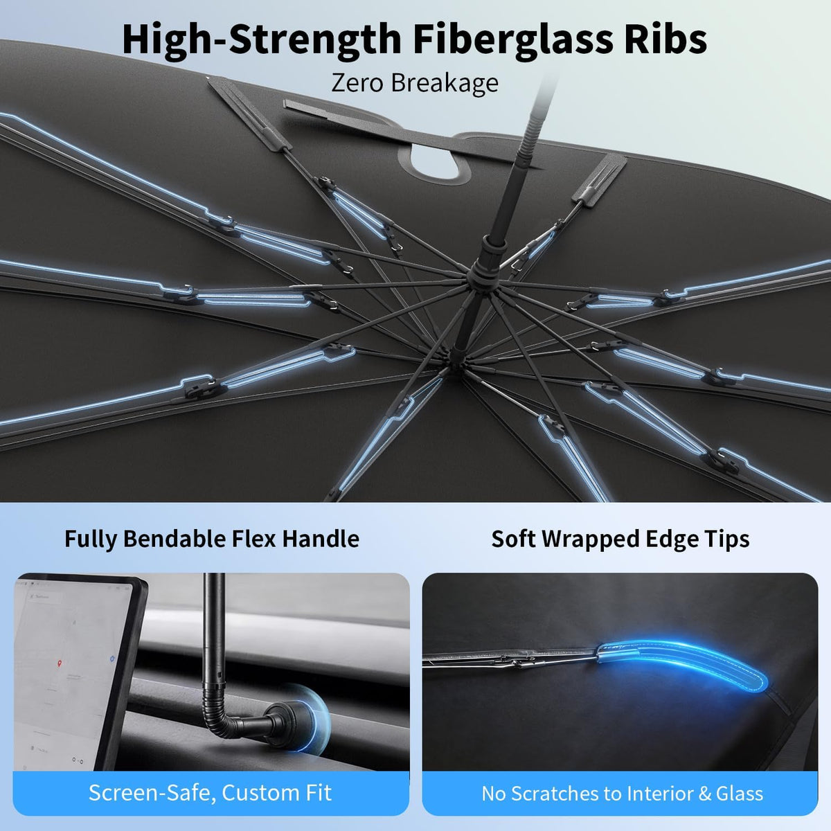 Parasol para parabrisas, 99% de bloqueo UV, revestimiento de hielo nano, 58