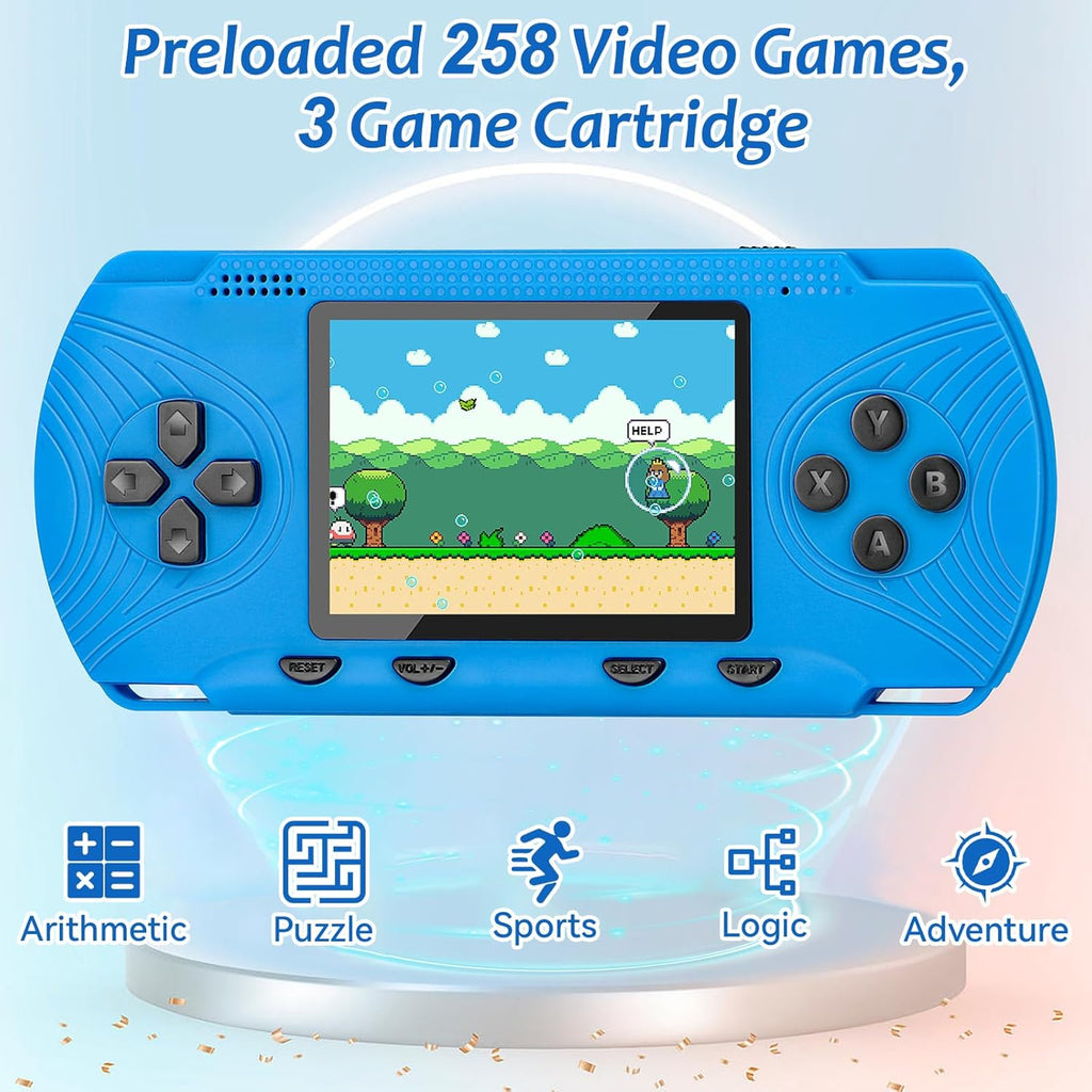 Juego de mano para niños: 258 videojuegos retro precargados y 3 car...