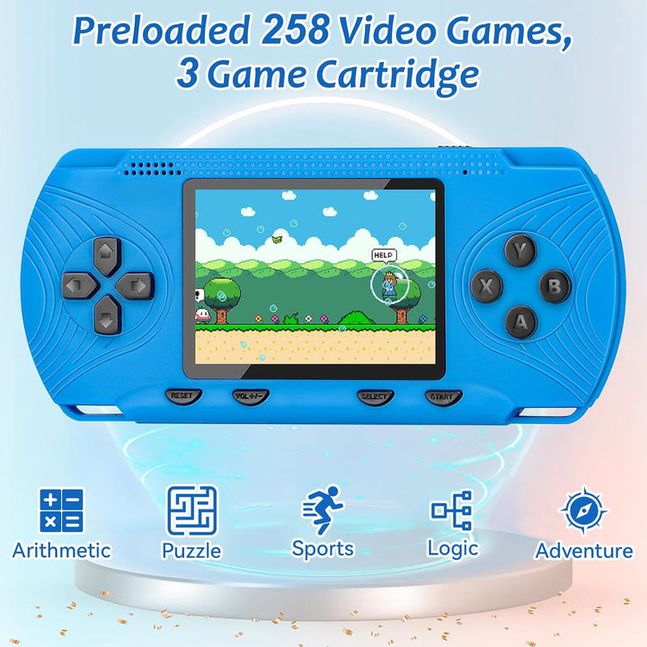 Juego de mano para niños: 258 videojuegos retro precargados y 3 car...