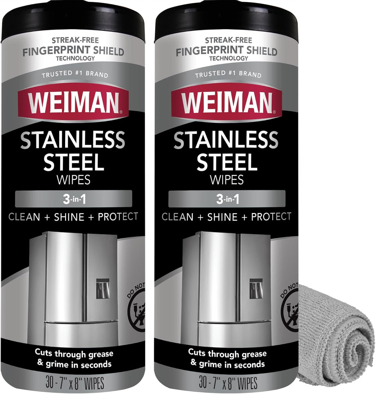 Weiman Kit de limpiador y pulido de acero inoxidable, 2 toallitas y paño