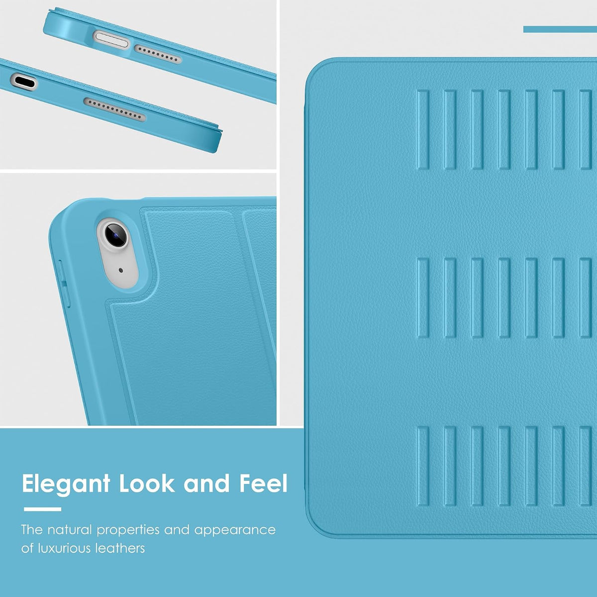 Funda para iPad (A16) de 11 pulgadas 2025 y iPad de 10ª/11ª generación de 10.9 pulgadas 2022, funda magnética con múltiples ángulos, parte trasera a prueba de golpes, soporte para lápiz y apagado y encendido automático, azul cielo