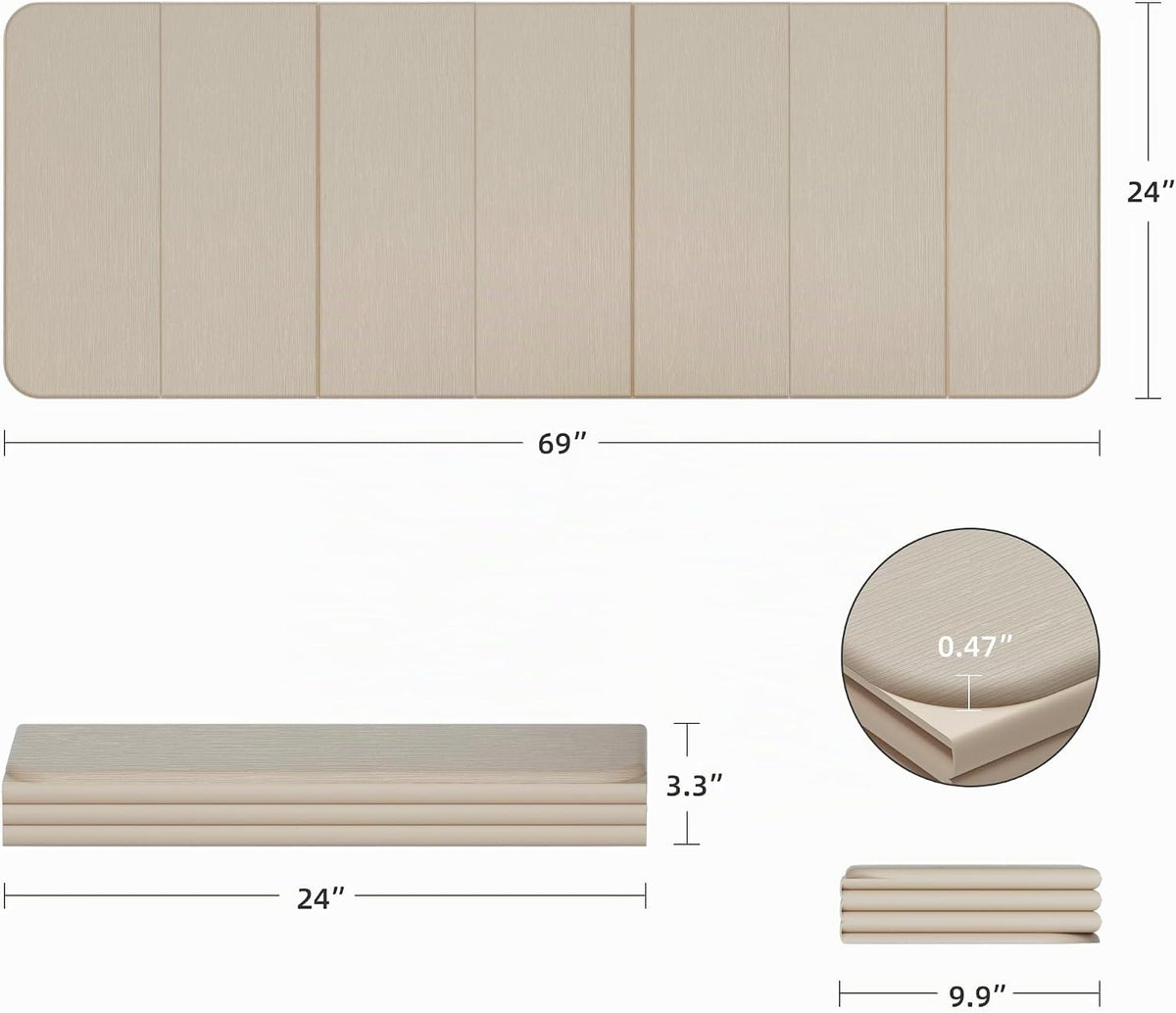WEILA Esterilla de Yoga Plegable TPE 1/2 pulgada 70"x24", Colchoneta Pilates Antideslizante Gruesa