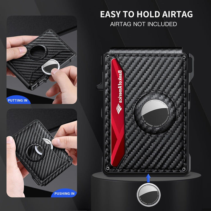 KIKVES Billetera para Airtag para hombre, tarjetero para AirTag con...