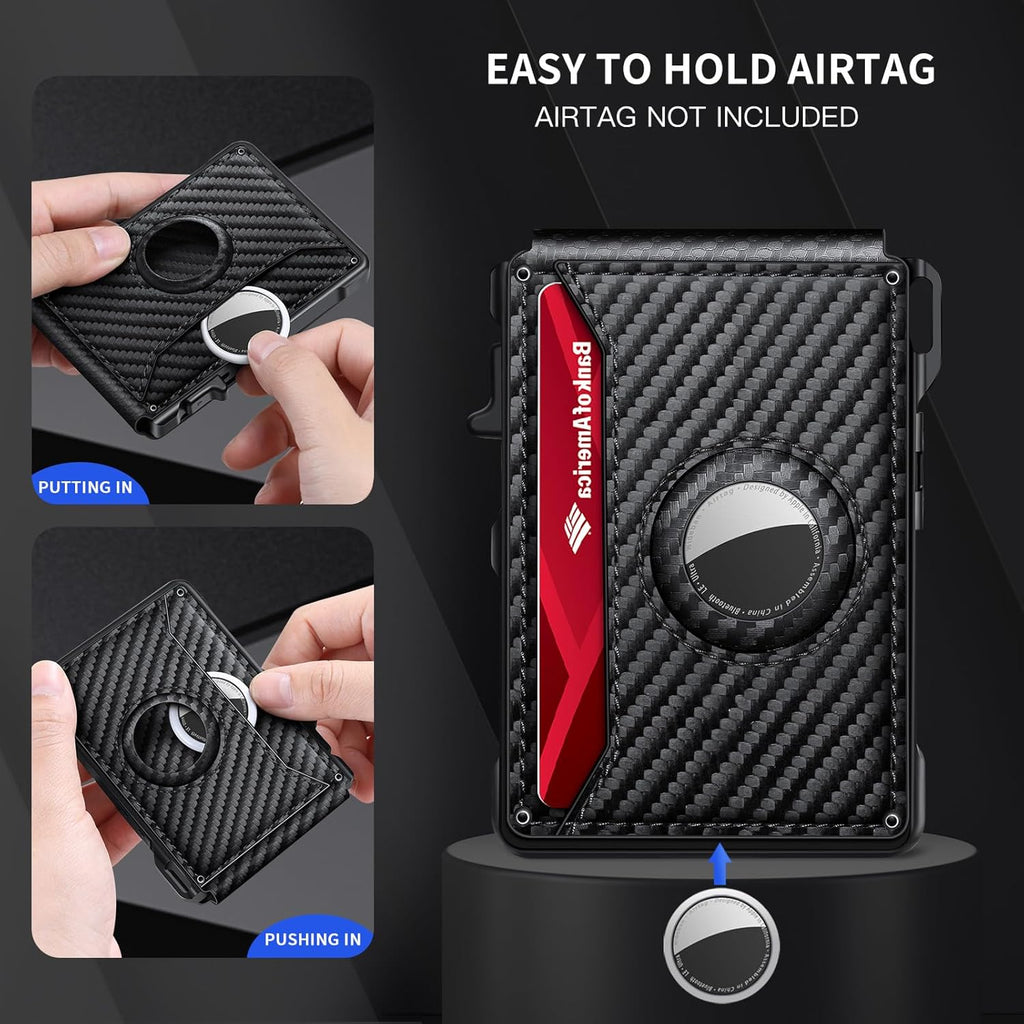 KIKVES Billetera para Airtag para hombre, tarjetero para AirTag con...