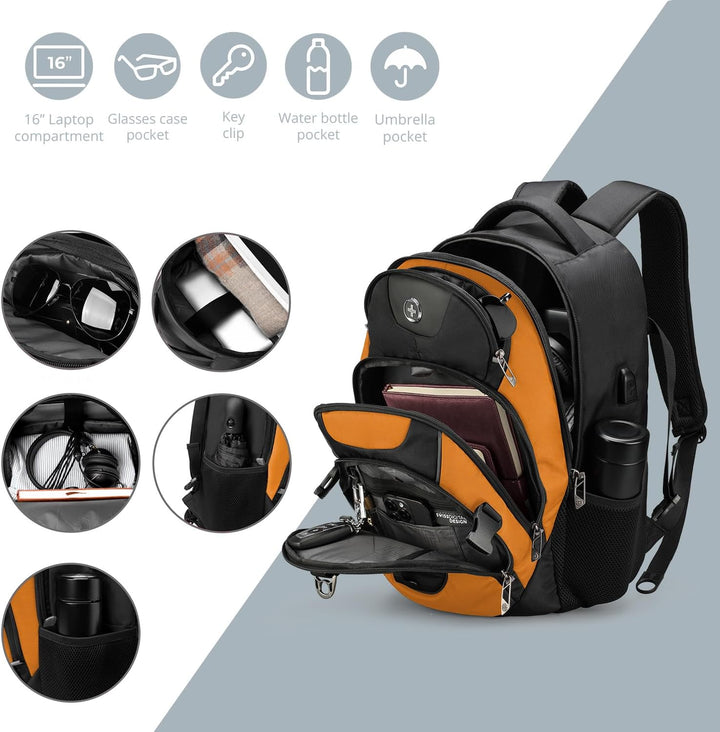 swissdigital Mochila para portátil de viaje de negocios, para hombr...